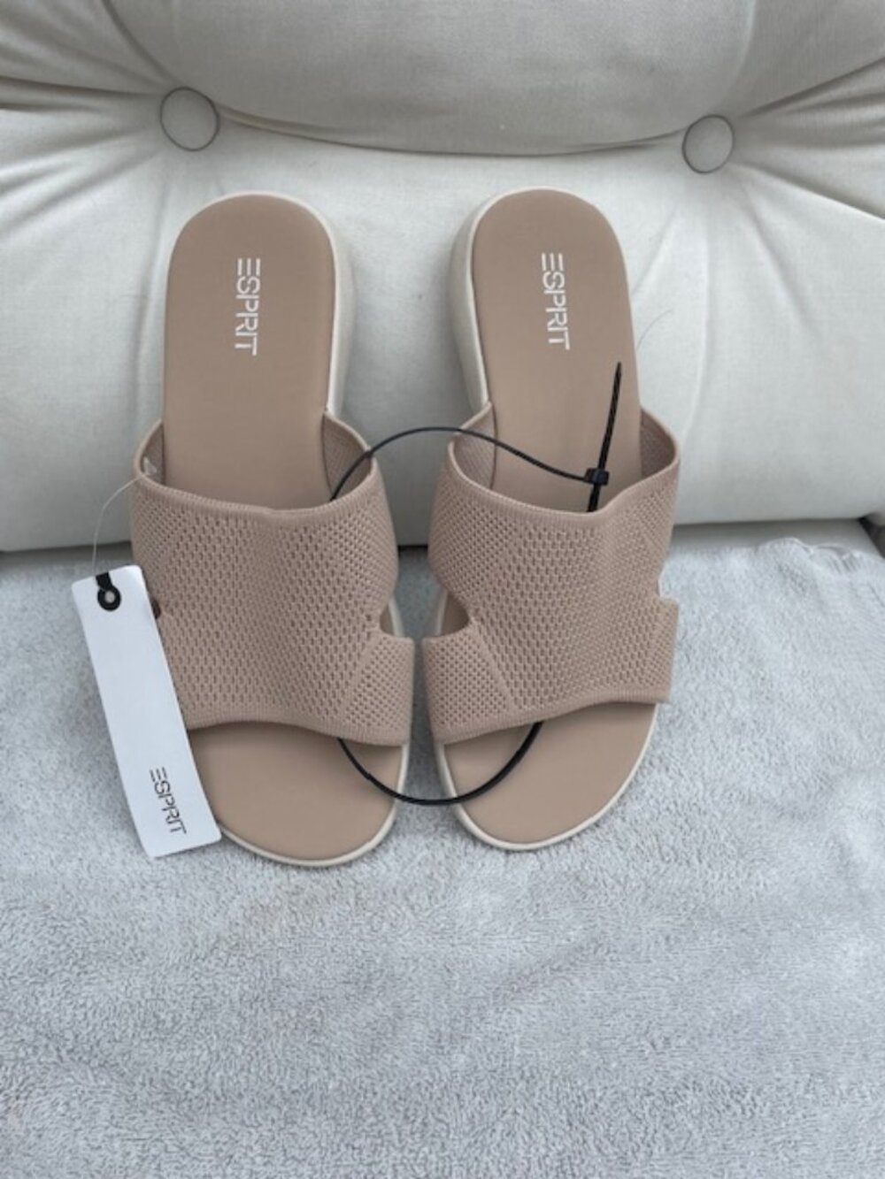 Women's Esprit Heavy mesh sandal in tan with 1 inch heel